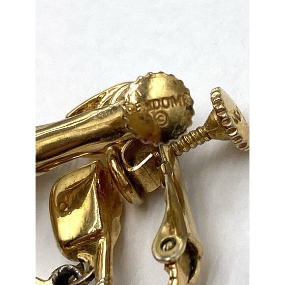 VENDOME Clips Vintage Earrings Dangles Drops Gold Tone Estate .55” - Picture 5 of 11